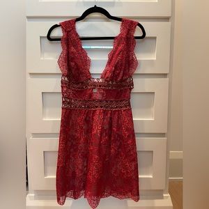 NWT LOVERS AND FRIENDS RED LACE MINI DRESS